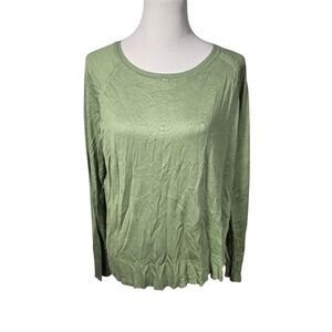 Zara Large Green Long Sleeve Lightweight Knit Sweater